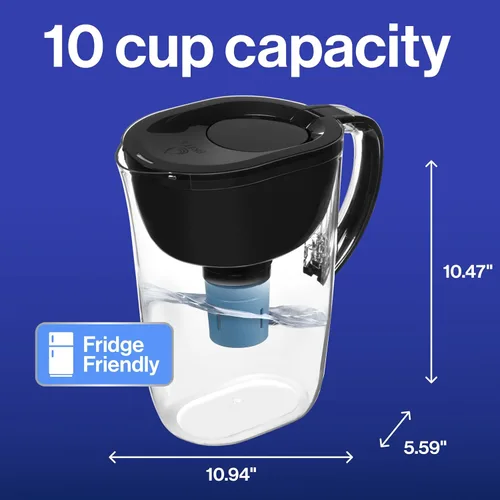 Vista 12 de Jarra con filtro de agua Brita Everyday Elite, elimina el 99% del plomo, incluye 1 filtro, capacidad de 10 tazas, color negro