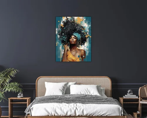 Vista 157 de Arte de pared afroamericano, decoración de rey y reina bailarín negro para sala de estar, arte de pareja de amor negro para dormitorio, lienzo