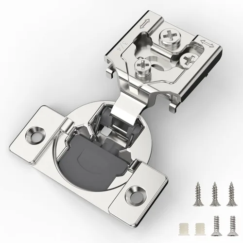 Vista 10 de Furniware 10 Piezas Bisagras de Gabinete de Cierre Suave Superpuestas de 1 Pulgada para Gabinete de Marco Frontal, Acero Inoxidable, Ángulo