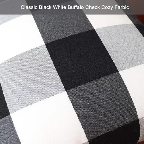 Vista 2 de Buffalo - Fundas de almohada a cuadros de granja de 12 x 12 Cuadros de cuadros de búfalo blanco y negro