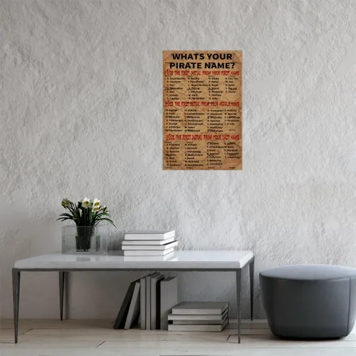 Vista 7 de EMOHAT Cartel de metal con texto en inglés "What is your pirate name" (What is your pirate name), cartel de metal para habitación, porche, cocina