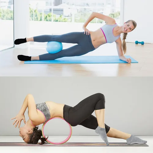 Vista 5 de GRPSKCOS Calcetines de yoga de Pilates para mujer, 4 pares antideslizantes para el hogar, hospital, para entrenamiento, con agarre descalzo