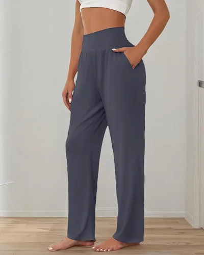 Vista 6 de Neer - Conjunto de 3 pantalones de yoga de pierna ancha para mujer - Pantalones deportivos cómodos, holgados, de cintura alta y casuales