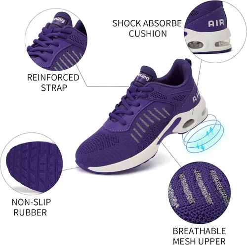 Vista 3 de Women Air Athletic Running Shoes - Air Cushion Shoes for Womens Mesh Sneakers Fashion Tennis Breathable Walking Gym Work Shoes