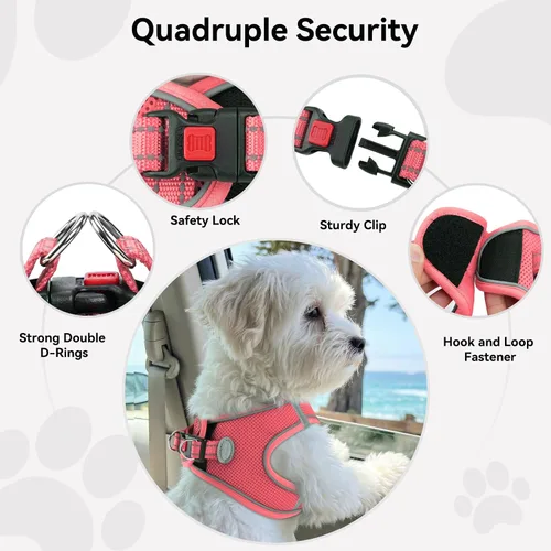 Vista 35 de Joytale Arnés para Perros Pequeños, Chaleco de Malla Transpirable Step-in, Arneses Acolchados Suaves Reflectantes para Gatos y Perros Cachorros