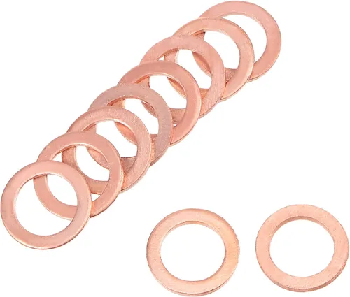 Vista 10 de uxcell Anillo de sellado plano de cobre M18 x 0.945 in x 0.059 in para tuerca de tornillo