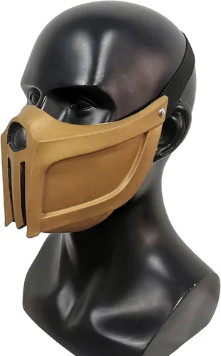 Vista 3 de MK11 Mortal Series Humo Escorpión Juego de látex Máscara Kombat para cosplay