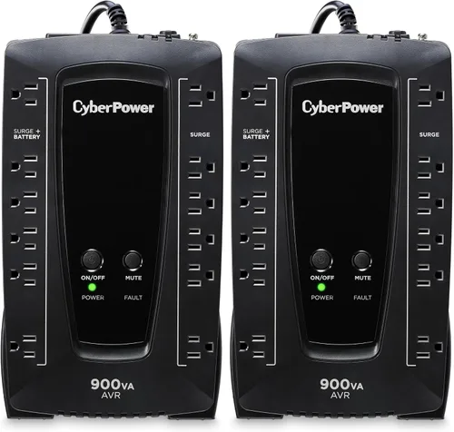 Vista 12 de UPS con visor LCD CyberPower AVRG900LCD 900 VA 750VA Negro 750VA/450W, 12 tomacorrientes, compacto, certificado UL