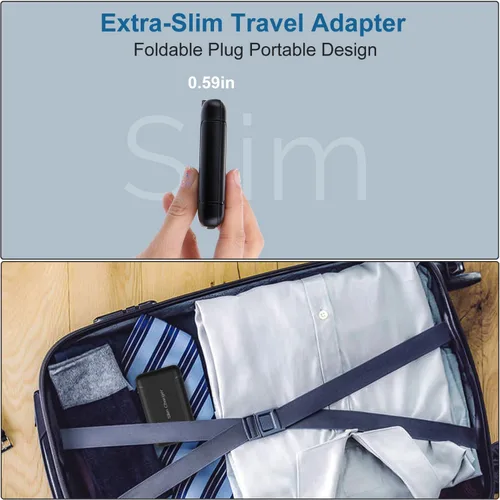 Vista 4 de Cargador de Pared USB Dual Plano, OKRAY Bloque de Carga Rápida 5v/3a con Enchufe Plegable, Adaptador de Cargador de Teléfono Extra-Delgado de 2