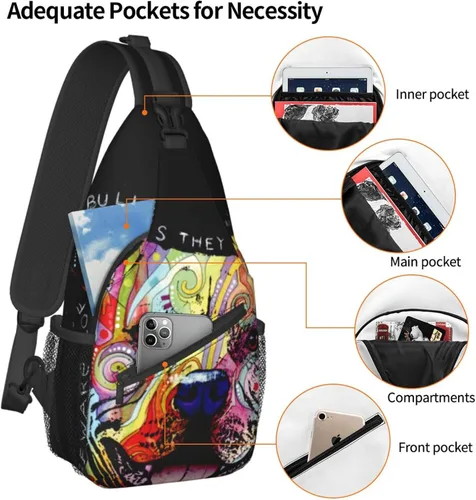 Vista 5 de Hicyyu Pitbull Florecent - Bolso bandolera para exteriores, unisex, para adultos jóvenes, senderismo, mochila, Perro Pitbull Florecent, Mochilas