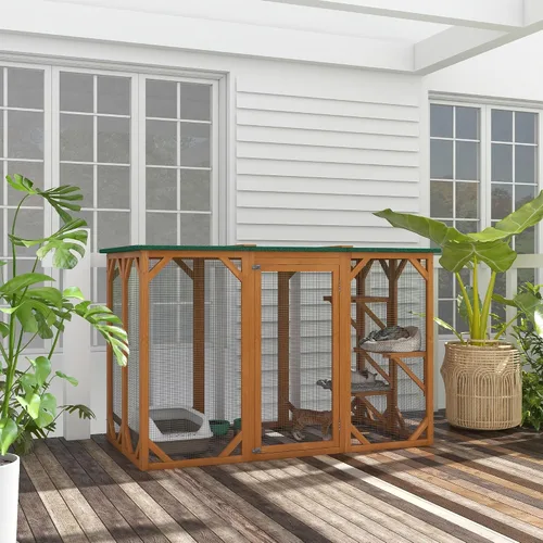 Vista 2 de Multi-Layer Large Cat House with Water-Resistant Roof for Indoor/Outdoor Use