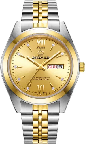 Vista 10 de PASOY Fashion Men's All Gold Watch Unisex Diamonds Steel Ultra Thin Case Quartz Silver Roman Date Week Wrist Watch 37mm oro reloj de pulsera