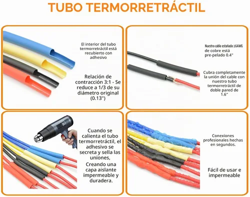 Vista 5 de Juego de 4 conectores DT de 8 pines, impermeables, conectores eléctricos de empalme para automóviles, kit de conectores de cable de 16 AWG con tubo