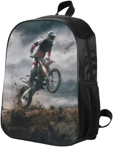 Vista 3 de KXZOYLM Mochila de motocross para niños, mochilas escolares de motocicleta, juego de 3 piezas, bolsa escolar con bolsa de almuerzo y estuche