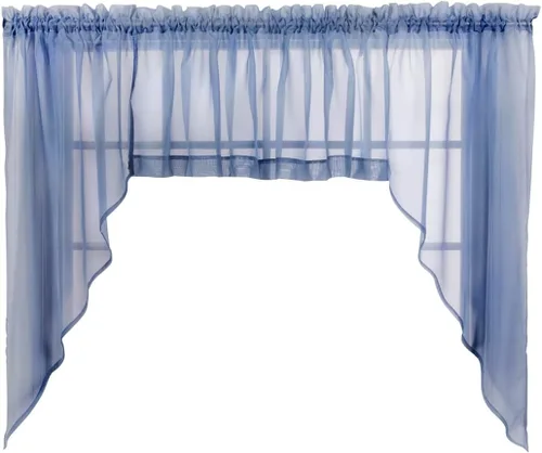 Vista 66 de Stylemaster Elegance Cenefa recta de gasa transparente, 60 x 14 pulgadas, color dorado