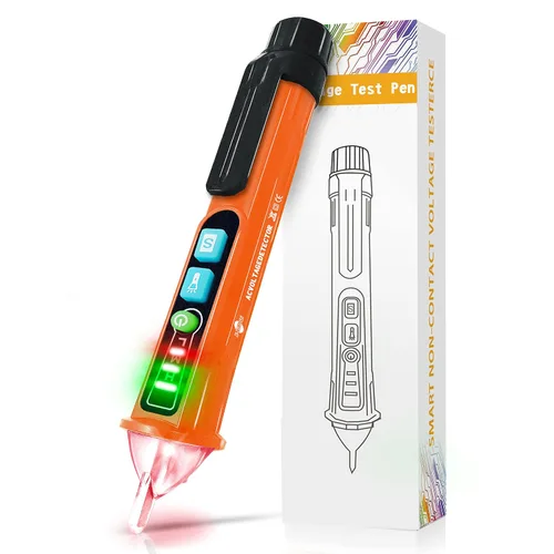 Vista 12 de Probador de Voltaje, X-XIANQI Probador Detector de Voltaje Sin Contacto, Pluma Probadora de Electricidad, Rango Dual 12V-1000V/48V-1000V, Probador