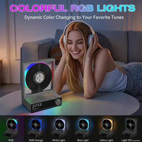 Vista 5 de HOTT - Reproductor de CD portátil, reproductores de CD retro Bluetooth 5.3 para el hogar, reproductor de música con altavoz de alta fidelidad, 4000