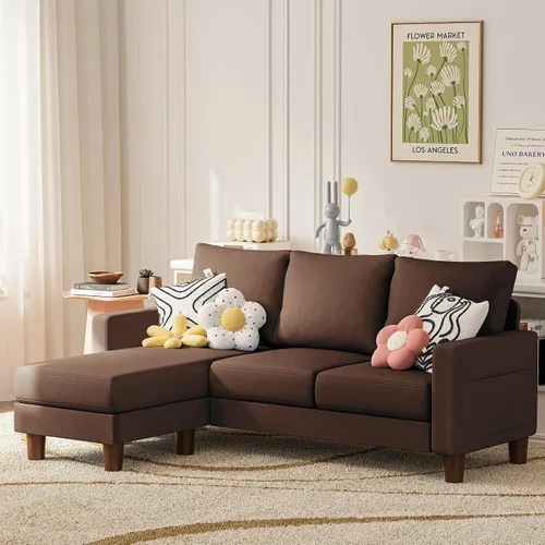 Vista 6 de JUMMICO Sofá para sala de estar pequeña, sofá pequeño de 72 pulgadas con otomana reversible, sofás en forma de L de 3 asientos, cómodos sofás