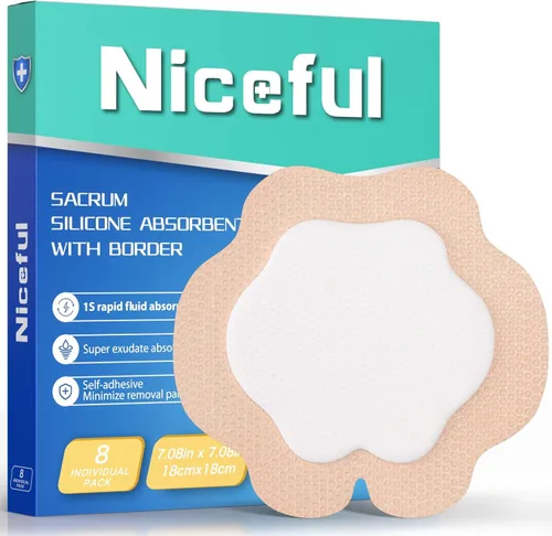 Vista 13 de Niceful Apósito de Silicona Súper Absorbente para Heridas-4"× 4" Vendajes Autoadhesivos para el Cuidado de Heridas, Elegible para FSA HSA