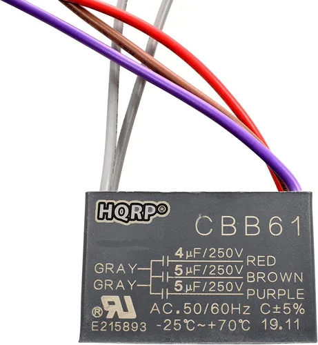 Vista 34 de HQRP Condensador de ventilador de techo CBB61 1uf+2uf de 3 cables listado UL