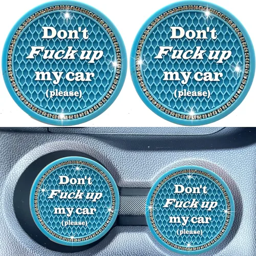 Vista 8 de Juego de 2 posavasos para tazas de coche, accesorios de interior de coche con cristales brillantes, soporte universal para tazas de coche negro