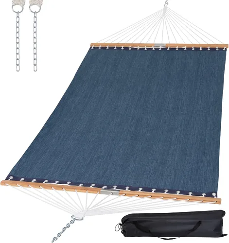 Vista 14 de SUNCREAT - Hamacas de 15 pies de tamaño doble con barra separadora de madera dura de secado rápido, hamaca para 2 personas para patio al aire libre
