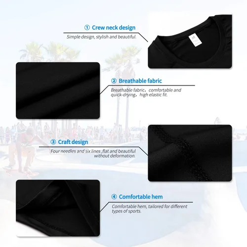 Vista 3 de Men's Compression Shirts Short Sleeve Athletic Workout Undershirts Quick Dry Base Layer Sports T-Shirts Running Tops