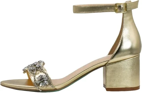 Vista 2 de Betsey Johnson Sandalia de tacón Sb-Mel para mujer, Oro
