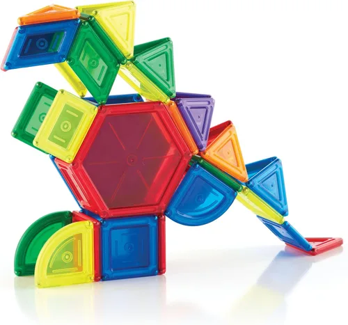 Vista 7 de Guidecraft PowerClix - Juego de bloques de construcción magnéticos sólidos, 44 piezas de azulejos magnéticos, juguete educativo de construcción