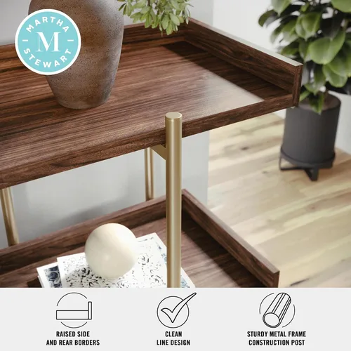 Vista 6 de Martha Stewart Emmett - Estantería de 3 estantes con marco de metal vertical, unidad de almacenamiento para oficina en casa, 35 pulgadas de alto