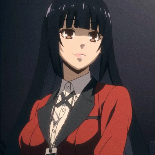 Vista 5 de Kakegurui - Peluca larga y recta negra con flequillo para anime Jabami Yumeko Cosplay Hair Halloween
