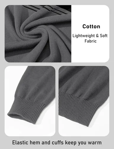 Vista 24 de MAGCOMSEN Suéteres de algodón con cremallera de 1/4 para hombre, suéter tipo polo, a rayas, para otoño e invierno, sudaderas cálidas