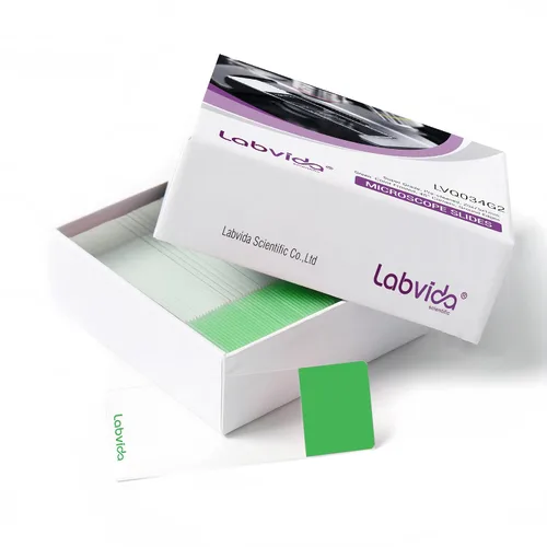 Vista 11 de 72 piezas de portaobjetos de microscopio con carga positiva, portaobjetos adhesivos hechos de vidrio super blanco, bordes finamente pulidos, área