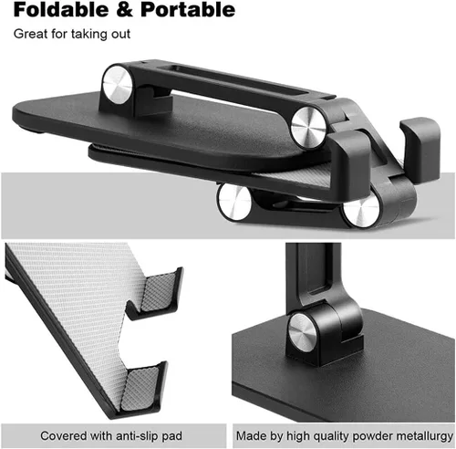 Vista 7 de GARASANI Soporte de teléfono celular ajustable en altura en ángulo, soporte universal para teléfono de escritorio, soporte para tableta, soporte