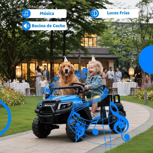 Vista 7 de [Usado] Coche eléctrico de 24 V para niños, automóvil de 4 plazas para niños de 3 a 8 años, color aguamarina