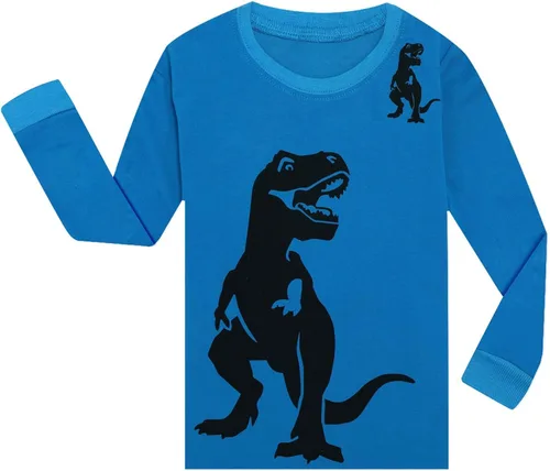 Vista 2 de Conjunto de pijamas para niños, pijamas largos para niños pequeños, ropa de dormir de dinosaurio para niños pequeños