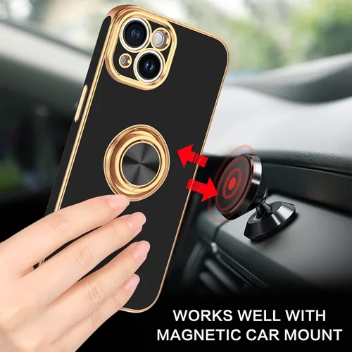 Vista 6 de BENTOBEN Funda compatible con iPhone 15, funda para teléfono iPhone 15, ajuste delgado, soporte de anillo de 360°, soporte magnético para automóvil
