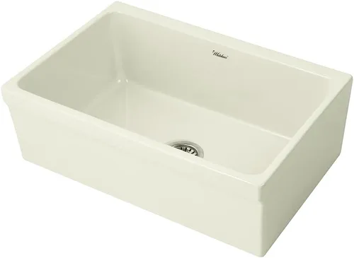 Vista 3 de Whitehaus Collection WHQ5530-BISCUIT Glencove Kitchen, Arcilla refractaria, fregadero delantero delantal, grande, galleta
