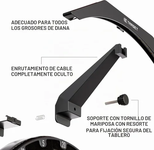Vista 4 de Target Darts Tablero de Dardos LED - Iluminación de Tablero de Dardos Brillante Cable Extra Largo de 3m Se Ajusta de Forma Segura a Todos