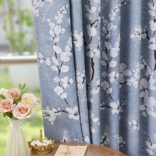 Vista 10 de FMFUNCTEX Grey Blackout Floral Curtains, Bedroom, 100X84 Inches, 1 Panel Gris Floral