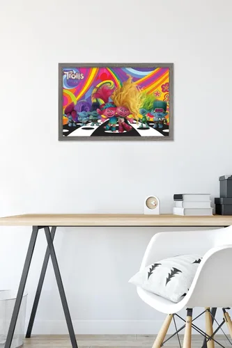 Vista 6 de Trends International Trolls Band Together (2023) - Universe Wall Poster, 22.4L x 14.7W, Barnwood Framed Version