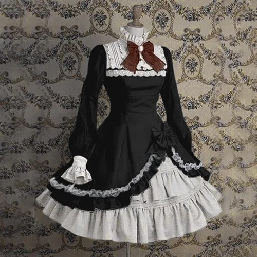 Vista 2 de Adulto Halloween Mujeres Imprimir Sling doble capa gasa malla V cuello vestido vintage Kamado Nezuko traje Anime Peach