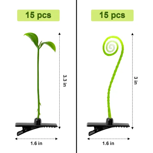Vista 2 de Juego de 30 pinzas para el cabello con brotes de frijoles, bonitos pasadores de pelo de plantas verdes para mujeres, niñas y niños, horquillas