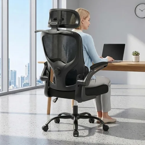 Vista 8 de Yulinck - Silla de oficina minimalista y elegante, silla de escritorio giratoria de altura ajustable, silla universal para computadora para el hogar
