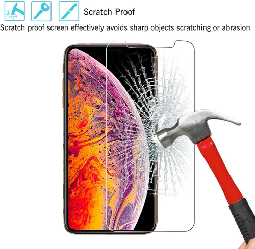 Vista 5 de Ailun - Protector de pantalla Apple iPhone 11 Pro/iPhone Xs/iPhone X, pantalla de 5.8 pulgadas, vidrio templado 2.5D, para la mayoría de las fundas