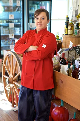 Vista 2 de Mercer Culinary - Pantalones de cocina unisex Millennia, L, Rayas finas de color blanco.