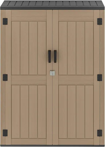 Vista 9 de DWVO Cobertizo de almacenamiento horizontal resistente a la intemperie para exteriores, capacidad de 35 pies cúbicos, con cerradura e impermeable