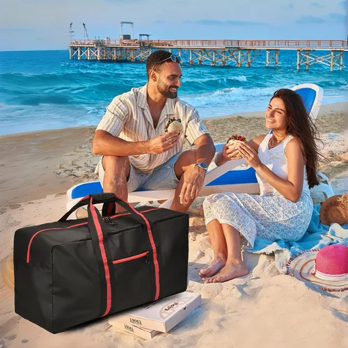 Vista 8 de Bolsas de lona para viajes, bolsa de viaje ligera para almacenamiento, bolsa de lona plegable impermeable para acampar durante la noche, hombres
