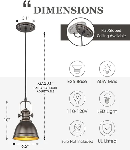 Vista 2 de Luces Colgantes para Isla de Cocina, Accesorios de Iluminación Colgante de Granja con Soporte de Metal, Iluminación Colgante Rústica de Cocina Sobre