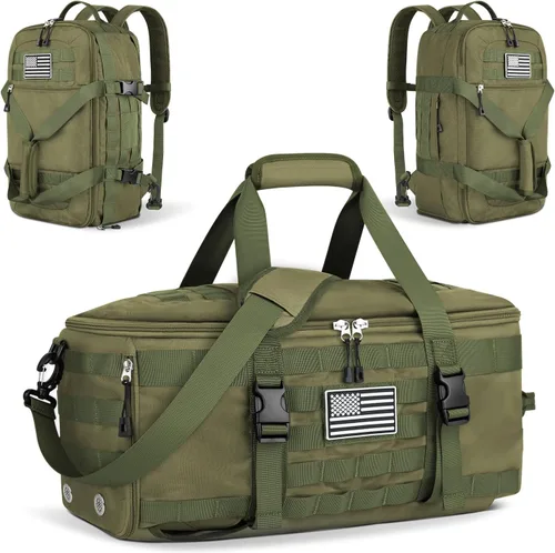 Vista 8 de Bolsas de gimnasio para hombres, bolsa táctica grande con compartimento Negro